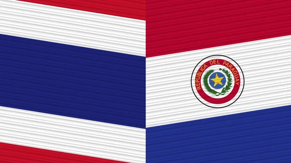 Paraguay Thailandia Due Mezze Bandiere Insieme Tessuto Texture Illustrazione — Foto Stock