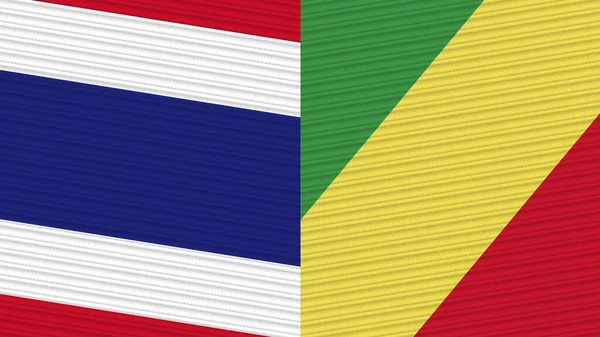 República Del Congo Tailandia Dos Medias Banderas Juntas Textura Tela —  Fotos de Stock