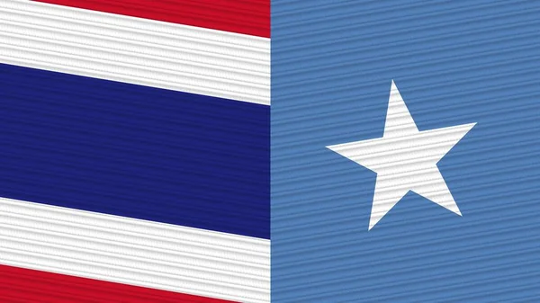 Somália Tailândia Duas Meias Bandeiras Juntas Ilustração Textura Tecido — Fotografia de Stock
