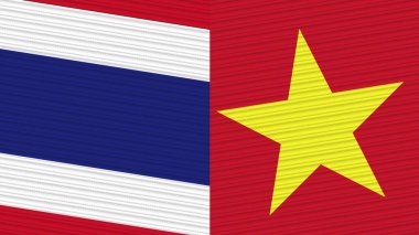 Vietnam ve Tayland Birlikte İki Yarım Bayrak Kumaş Çizimi