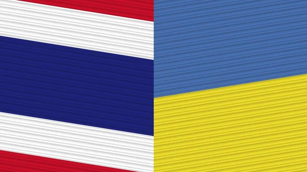 Ucrânia Tailândia Duas Meias Bandeiras Juntas Ilustração Textura Tecido — Fotografia de Stock