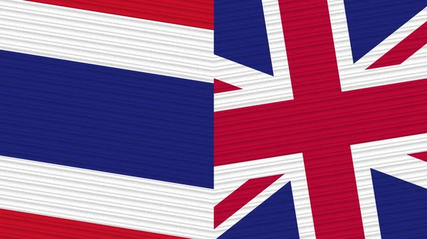 United Kingdom Thailand Two Half Flags Together Fabric Texture Illustration — Stock Photo, Image