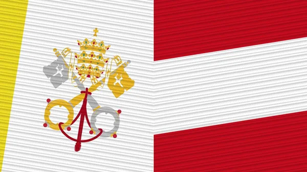 Austria Vaticano Dos Medias Banderas Juntas Textura Tela Ilustración — Foto de Stock