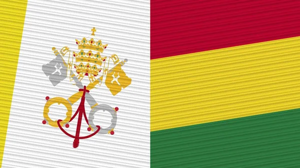 Bolivia Vaticano Dos Medias Banderas Juntas Textura Tela Ilustración — Foto de Stock