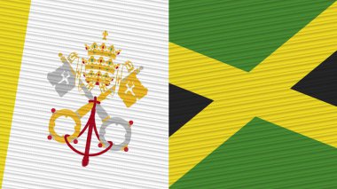 Jamaika ve Vatikan İki Yarım Bayrak Birlikte Kumaş Çizimi