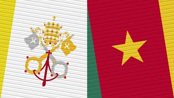 Cameroon Vatican Two Half Flags Together Fabric Texture Illustration — Stock Photo, Image