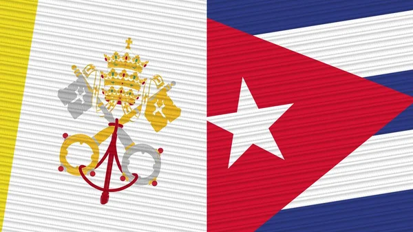 Куба Ватикан Два Полуфлага Вместе Иллюстрация Текстуры Ткани — стоковое фото