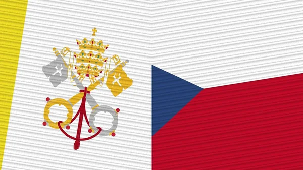 República Checa Vaticano Dos Medias Banderas Juntas Textura Tela Ilustración — Foto de Stock