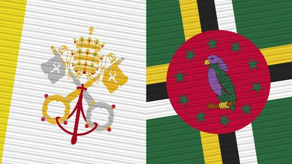 Ντομίνικα Και Βατικανό Δύο Σημαίες Μαζί Ύφασμα Εικονογράφηση — Φωτογραφία Αρχείου