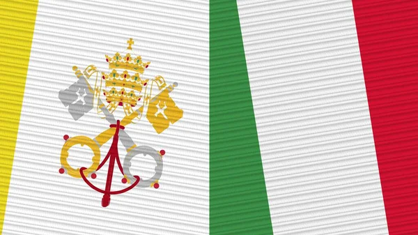Italy Vatican Two Half Flags Together Fabric Texture Illustration — Stock Photo, Image