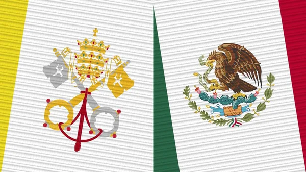 Mexico Vatican Two Half Flags Together Fabric Texture Illustration — Stock Photo, Image