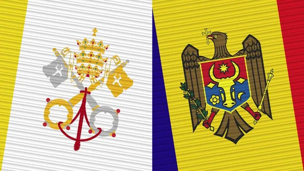 Moldavia Vaticano Dos Medias Banderas Juntas Textura Tela Ilustración — Foto de Stock