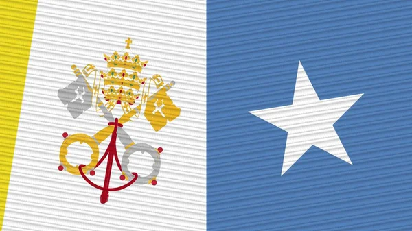 Сомали Ватикан Два Полуфлага Вместе Иллюстрация Текстуры Ткани — стоковое фото