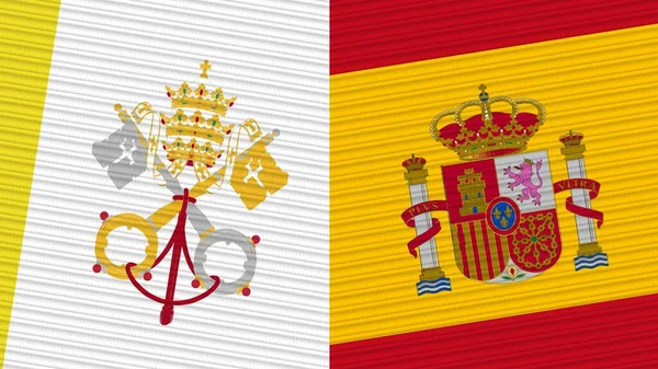 Spain Vatican Два Півпрапора Разом Текстурою Тканини Ілюстрації — стокове фото