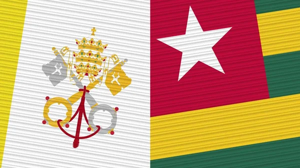 Togo Vaticano Duas Meias Bandeiras Juntos Ilustração Textura Tecido — Fotografia de Stock
