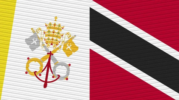 Trinidad Tobago Vatican Two Half Flags Together Fabric Texture Illustration — Stock Photo, Image