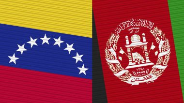 Afganistan ve Venezuela İki Yarım Bayrak Birlikte Kumaş Doku Çizimi