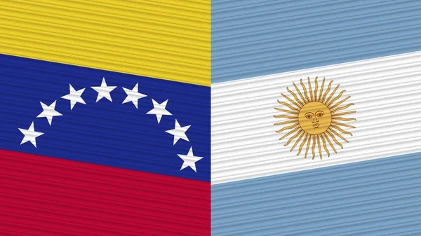 Argentína Venezuela Két Fél Zászlók Együtt Szövet Textúra Illusztráció — Stock Fotó