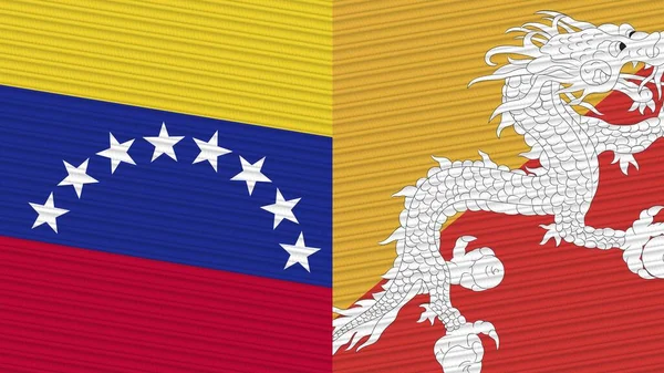 Бутан Венесуела Two Half Flags Together Fabric Texture Illustration — стокове фото