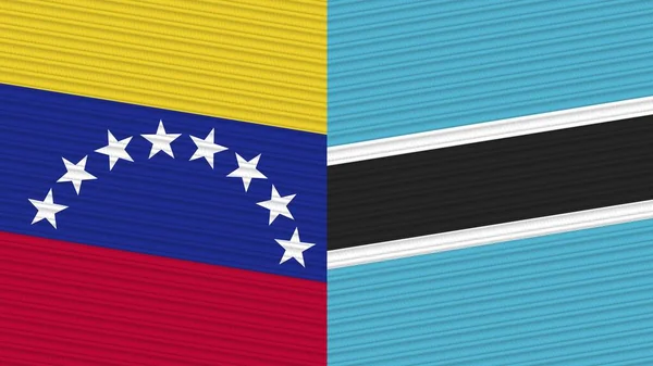 Botswana Venezuela Dos Medias Banderas Juntas Textura Tela Ilustración — Foto de Stock