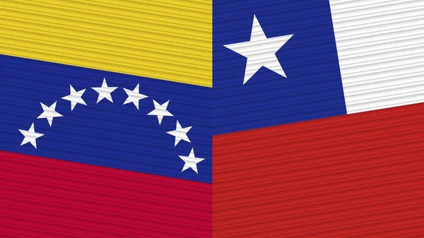智利和委内瑞拉两个半旗一起编织面料图解 — 图库照片