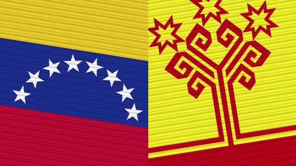 Chuvashia Венесуела Two Half Flags Together Fabric Texture Illustration — стокове фото