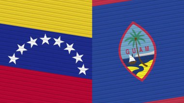 Guam ve Venezuela İki Yarım Bayrak Birlikte Kumaş Doku Çizimi
