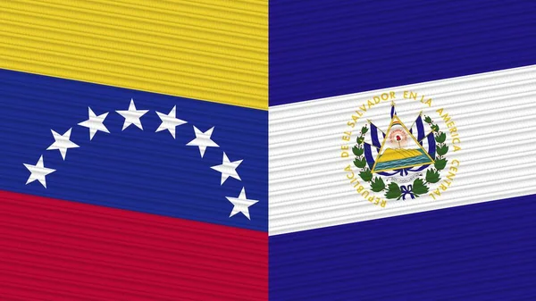 萨尔瓦多和委内瑞拉两个半旗一起织造纹理图解 — 图库照片