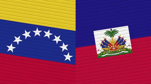 Haiti ve Venezuela İki Yarım Bayrak Bir arada Kumaş Doku Çizimi