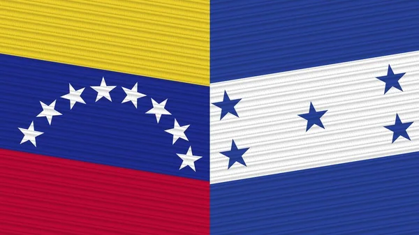 Honduras Och Venezuela Två Halva Flaggor Tillsammans Tyg Textur Illustration — Stockfoto