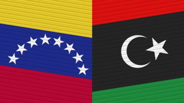 Libya ve Venezuela Birlikte İki Yarım Bayrak Kumaş Çizimi