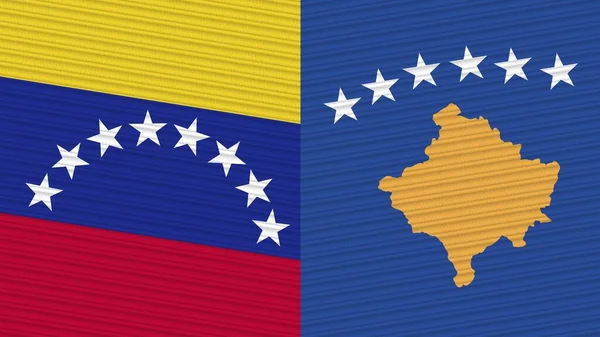 Косово Венесуэла Два Полуфлага Вместе Иллюстрация Текстуры Ткани — стоковое фото