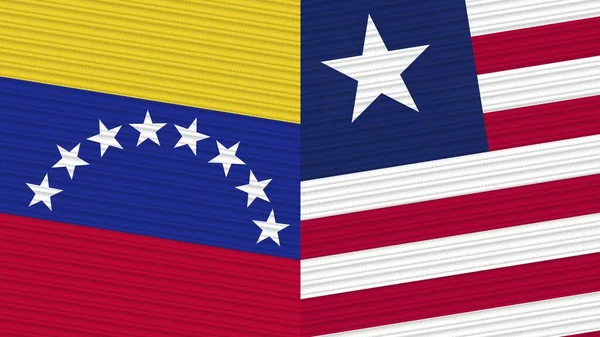 Liberia Venezuela Twee Halve Vlaggen Samen Textuur Illustratie — Stockfoto