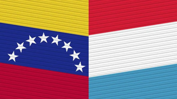 卢森堡和委内瑞拉两个半旗一起织造纹理图解 — 图库照片