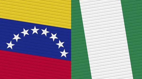 Νιγηρία Και Βενεζουέλα Δύο Σημαίες Μαζί Ύφασμα Εικονογράφηση — Φωτογραφία Αρχείου