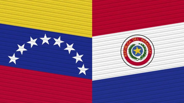 Парагвай Венесуэла Два Полуфлага Вместе Иллюстрация Текстуры Ткани — стоковое фото