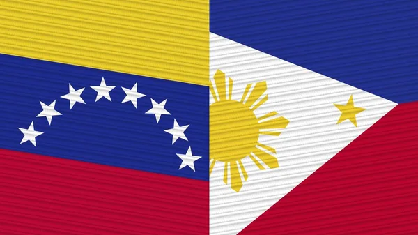 菲律宾和委内瑞拉两个半旗一起织造纹理图解 — 图库照片