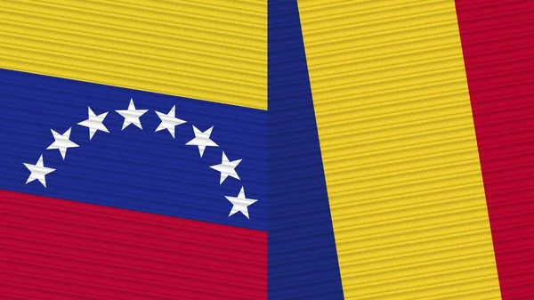 Румыния Венесуэла Два Полуфлага Вместе Иллюстрация Текстуры Ткани — стоковое фото