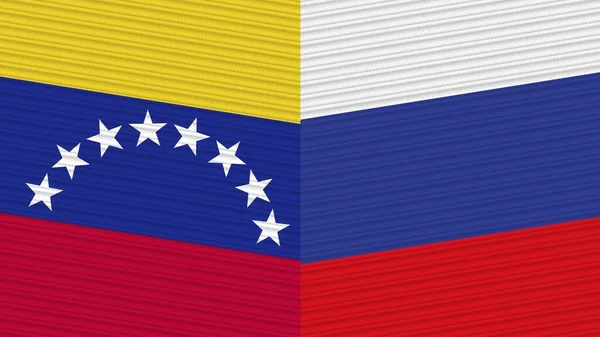 俄罗斯和委内瑞拉两个半旗一起编织面料图解 — 图库照片