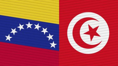 Tunus ve Venezuela İki Yarım Bayrak Bir arada Kumaş Doku Çizimi