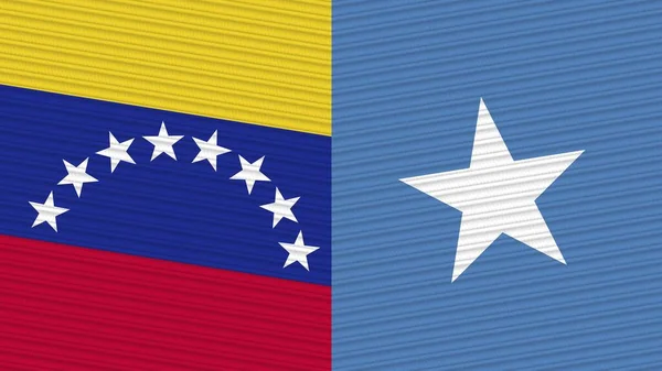 索马里和委内瑞拉两个半旗一起织造纹理图解 — 图库照片