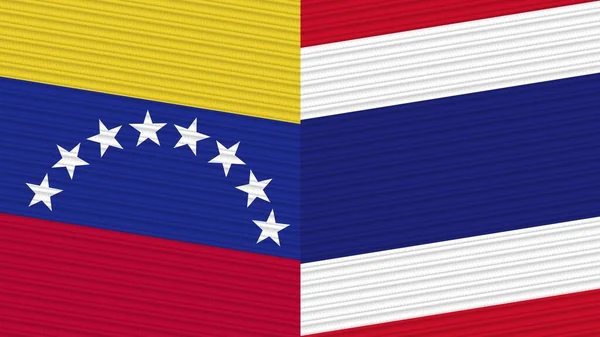 Thailand Och Venezuela Två Halva Flaggor Tillsammans Tyg Textur Illustration — Stockfoto
