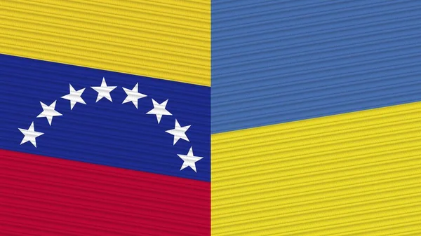乌克兰和委内瑞拉两个半旗一起织造纹理图解 — 图库照片
