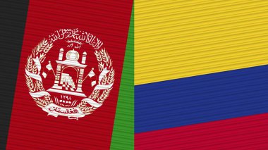 Colombia and Afghanistan Two Half Flags Together Fabric Texture Illustration