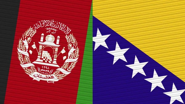 Bosnia Herzegovina Afghanistan Two Half Flags Together Fabric Texture Illustration — Stock Photo, Image
