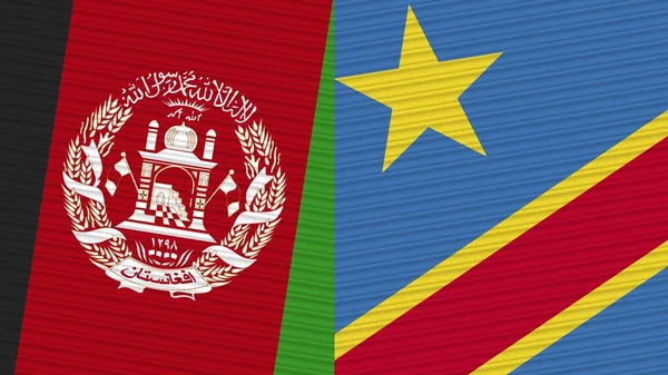 Democratic Republic Congo Afghanistan Two Half Flags Together Fabric Texture — Stock Photo, Image