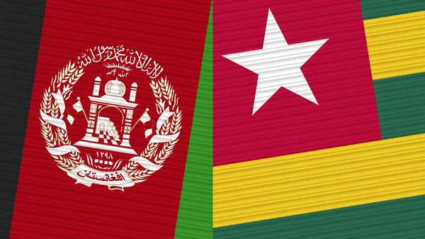 Togo Afghanistan Two Half Flags Together Fabric Texture Illustration — Stock Photo, Image