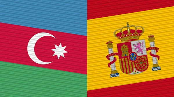 Spain Afghanistan Two Half Flags Together Fabric Texture Illustration — Φωτογραφία Αρχείου