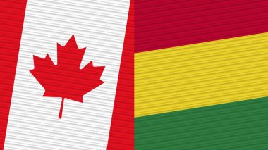 Bolivia and Canada Two Half Flags Together Fabric Texture Illustration