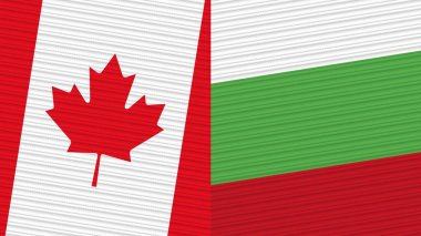 Bulgaria and Canada Two Half Flags Together Fabric Texture Illustration